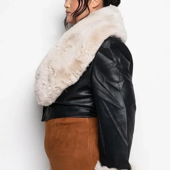 PLUS AZALEA WANG FUR TRIM COVERGIRL CROP JACKET ( BRAND NEW !!! ) - Picture 4 of 9